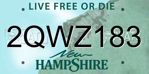 2QWZ183 New Hampshire License Plate