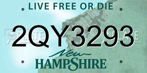 2QY3293 New Hampshire License Plate