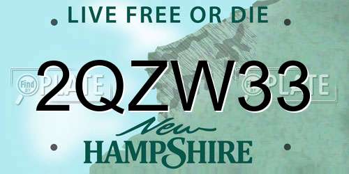 2QZW33 New Hampshire License Plate