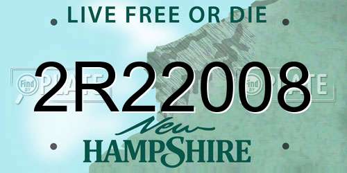 2R22008 New Hampshire License Plate