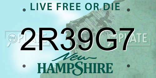 2R39G7 New Hampshire License Plate
