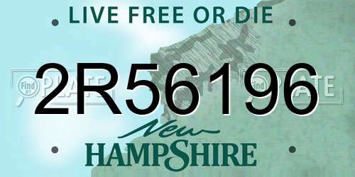 2R56196 New Hampshire License Plate