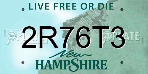 2R76T3 New Hampshire License Plate