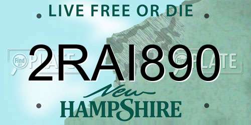 2RAI890 New Hampshire License Plate