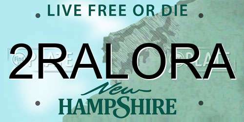 2RALORA New Hampshire License Plate
