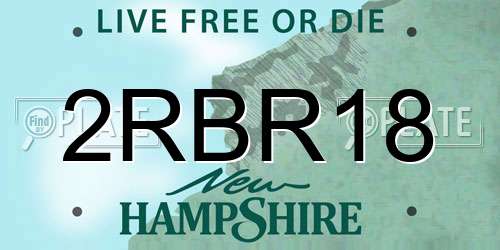 2RBR18 New Hampshire License Plate
