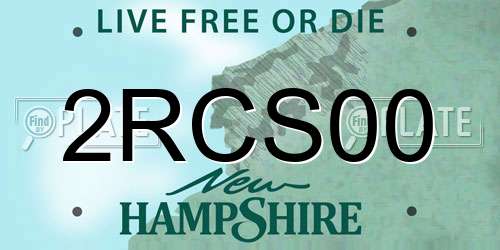 2RCS00 New Hampshire License Plate