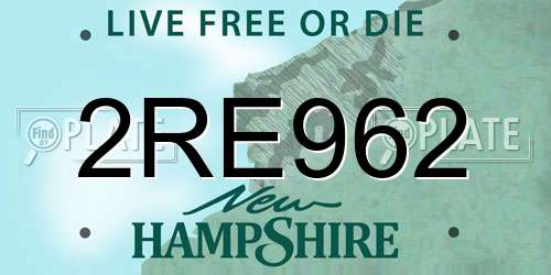 2RE962 New Hampshire License Plate