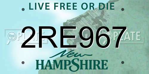 2RE967 New Hampshire License Plate