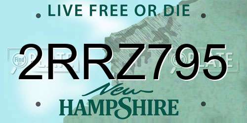 2RRZ795 New Hampshire License Plate