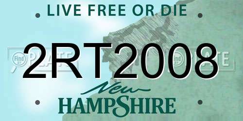 2RT2008 New Hampshire License Plate