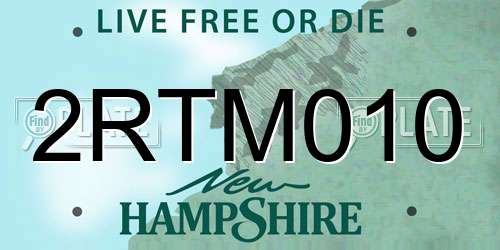 2RTM010 New Hampshire License Plate