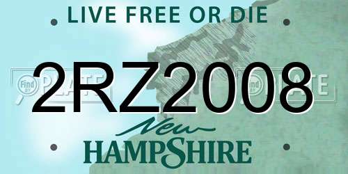 2RZ2008 New Hampshire License Plate