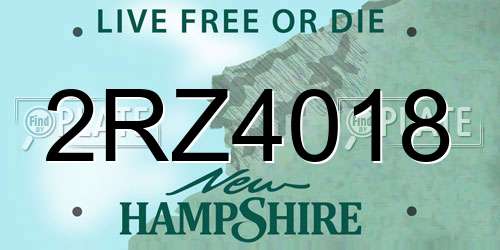 2RZ4018 New Hampshire License Plate
