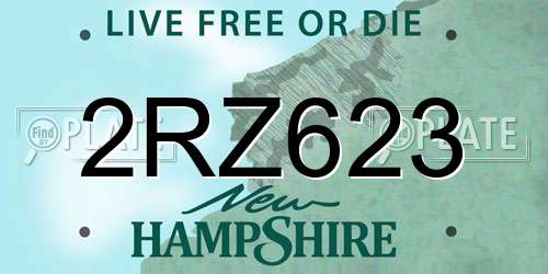 2RZ623 New Hampshire License Plate