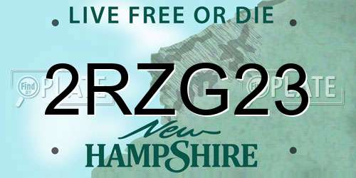 2RZG23 New Hampshire License Plate