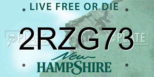 2RZG73 New Hampshire License Plate