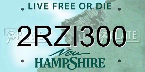 2RZI300 New Hampshire License Plate