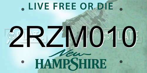 2RZM010 New Hampshire License Plate