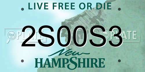 2S00S3 New Hampshire License Plate