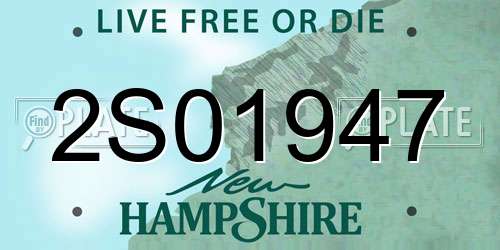 2S01947 New Hampshire License Plate