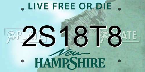 2S18T8 New Hampshire License Plate