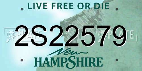2S22579 New Hampshire License Plate