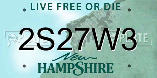 2S27W3 New Hampshire License Plate