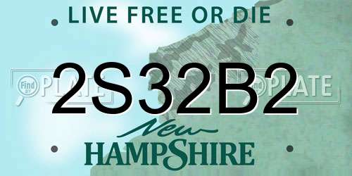 2S32B2 New Hampshire License Plate