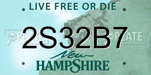 2S32B7 New Hampshire License Plate