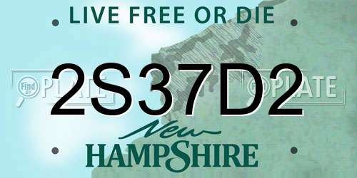 2S37D2 New Hampshire License Plate