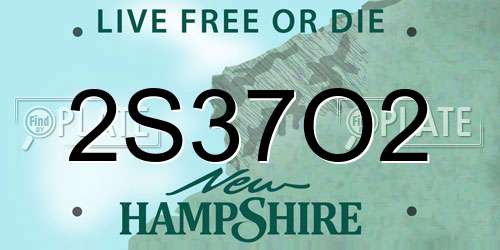 2S37O2 New Hampshire License Plate