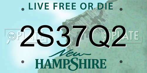 2S37Q2 New Hampshire License Plate