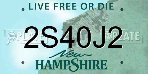 2S40J2 New Hampshire License Plate