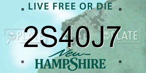 2S40J7 New Hampshire License Plate