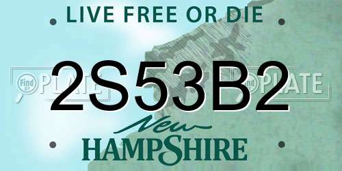 2S53B2 New Hampshire License Plate