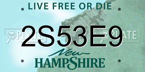 2S53E9 New Hampshire License Plate