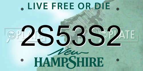 2S53S2 New Hampshire License Plate
