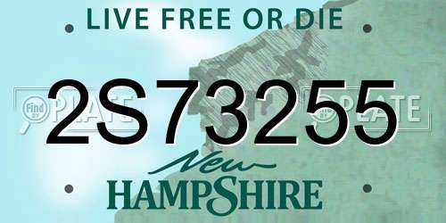2S73255 New Hampshire License Plate