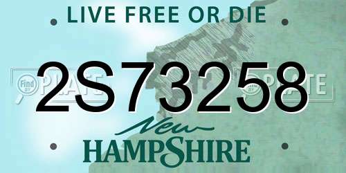 2S73258 New Hampshire License Plate