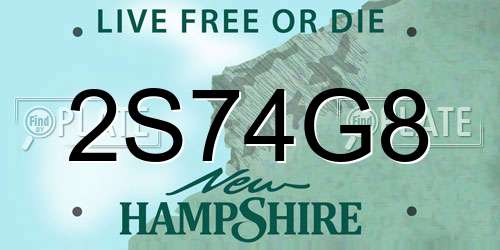 2S74G8 New Hampshire License Plate