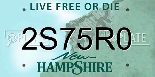 2S75R0 New Hampshire License Plate