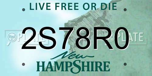 2S78R0 New Hampshire License Plate