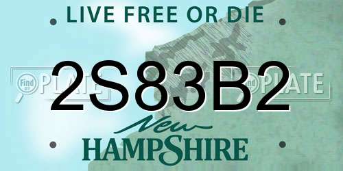 2S83B2 New Hampshire License Plate