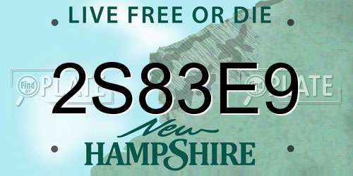 2S83E9 New Hampshire License Plate