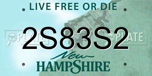 2S83S2 New Hampshire License Plate
