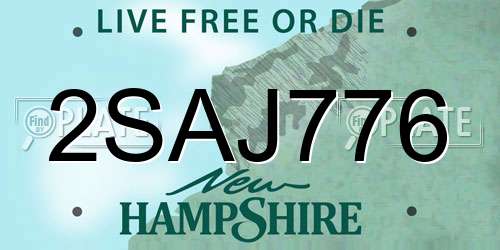 2SAJ776 New Hampshire License Plate