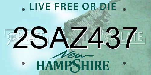 2SAZ437 New Hampshire License Plate
