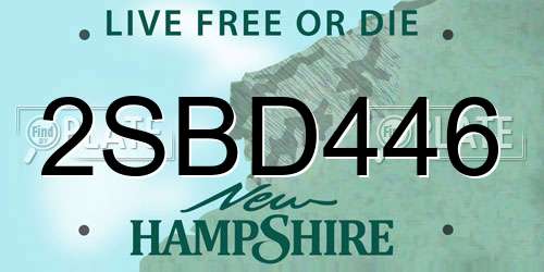 2SBD446 New Hampshire License Plate