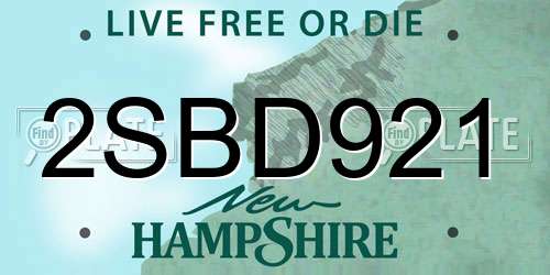 2SBD921 New Hampshire License Plate